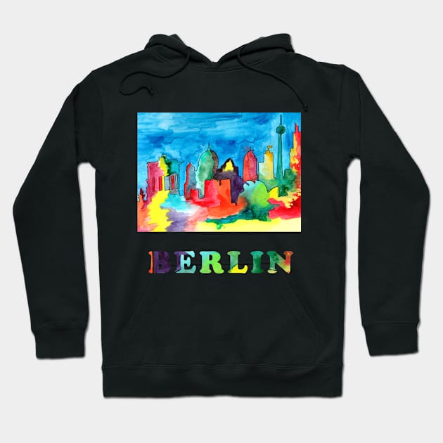 Colorful watercolor sketch of Berlin landmarks Hoodie by Elena Ehrenberg